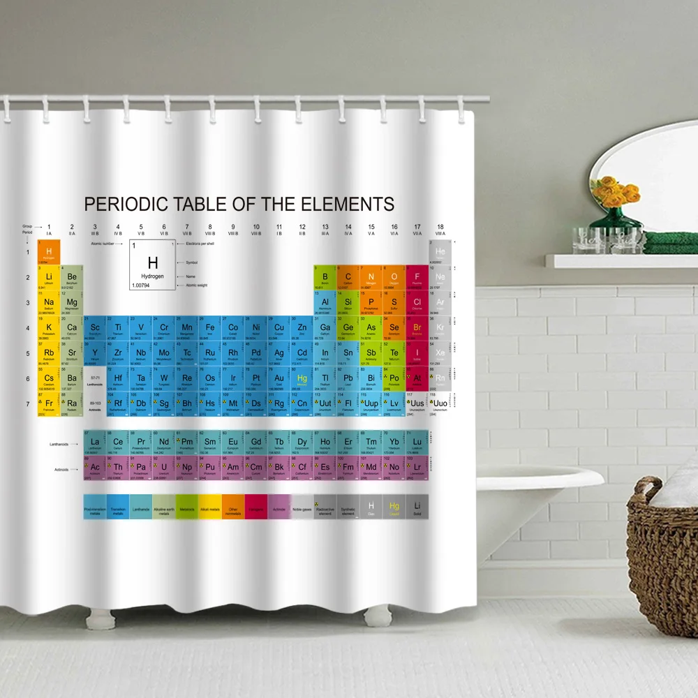 

Periodic Table of Elements HD Printing Bathroom Waterproof Shower Curtain Bathroom Partition Curtain