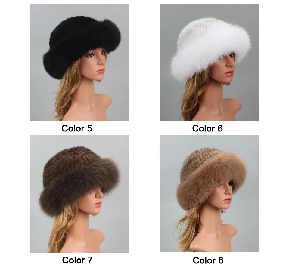 帽子 Real fur cap Real Fur Hat Winter for Women's Cap Natural Mink Fur with Fox fur