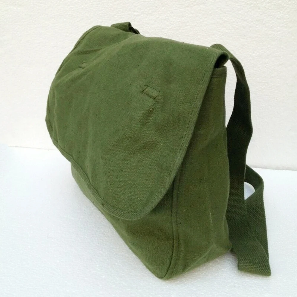 Outdoors Vietnam War Chinese Army PLA 1965 Vintage Canvas Pouch Old Fashioned Messenger Bag Satchel Military