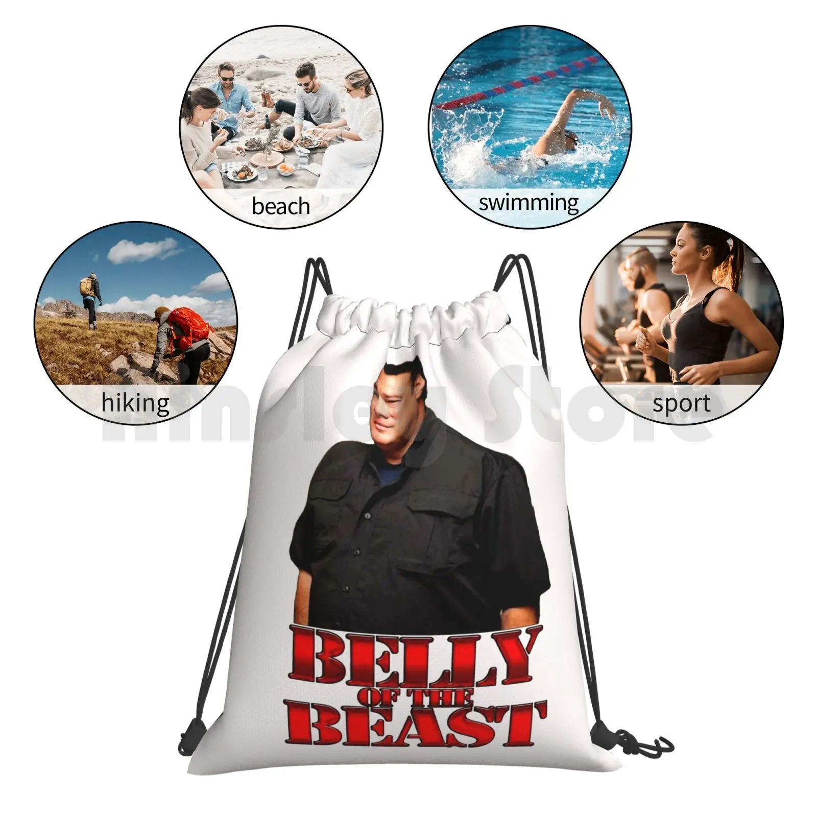 Steven Seagal-mochila Belly Of The Beast, bolsa con cordón para montar, escalada, gimnasio, Seagal, Steven Seagal Cult Movie Belly Of