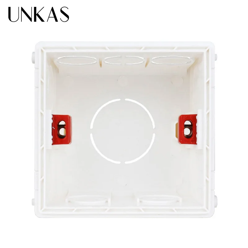 UNKAS-caja de montaje ajustable de plástico PVC, Cassette interno 86x83x50 para interruptor y enchufe tipo 86, nuevo diseño