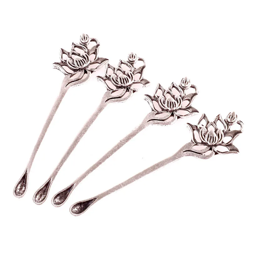 10pcs Silver Color Ethnic Ear Spoon Carve Lotus Charms Pendants For Necklace Bracelet Jewelry Making DIY Handmade 23501