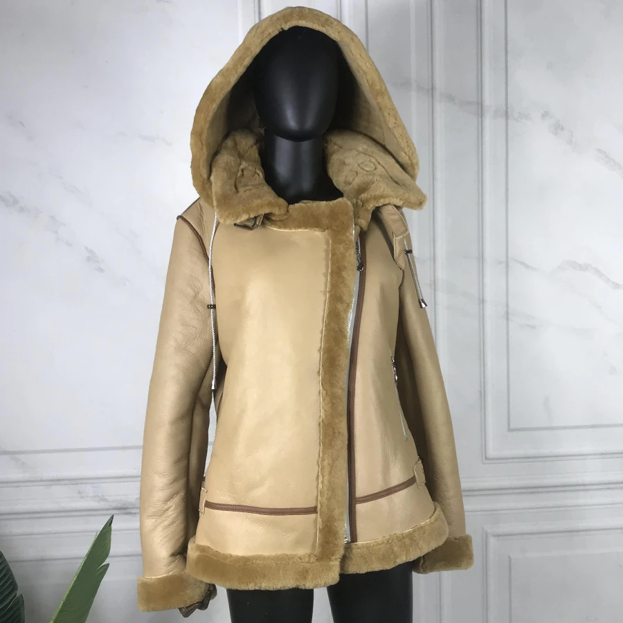 Echte Pelz jacke Frauen Echte Schaffell jacke Winter Bestseller Lederjacke Luxus Neuankömmling