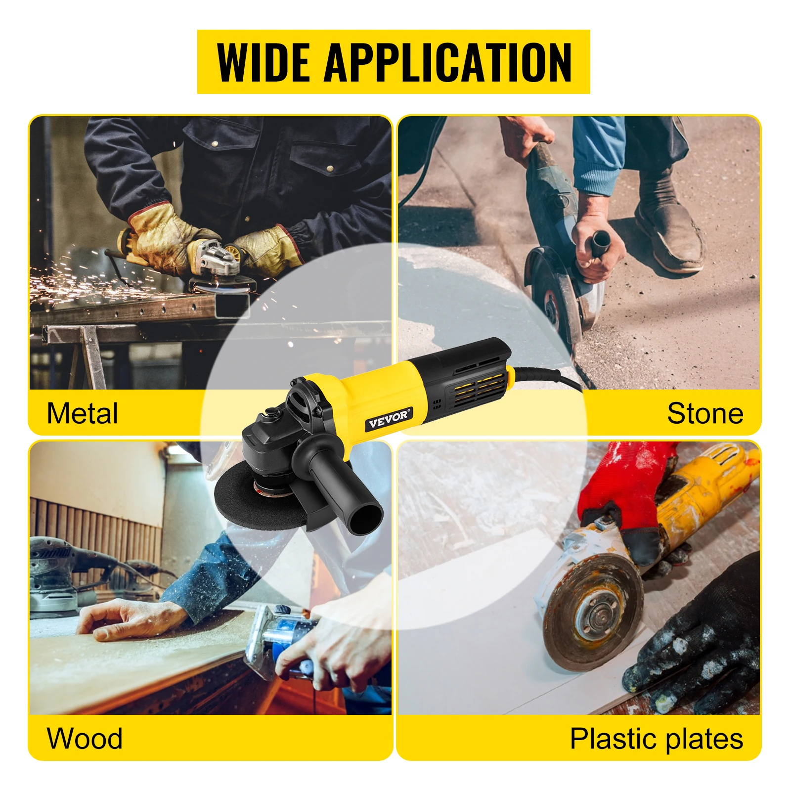 VEVOR smerigliatrice angolare elettrica 900W rettificatrice angolare 4.5 pollici plastica pietra metallo legno taglio mola strumento