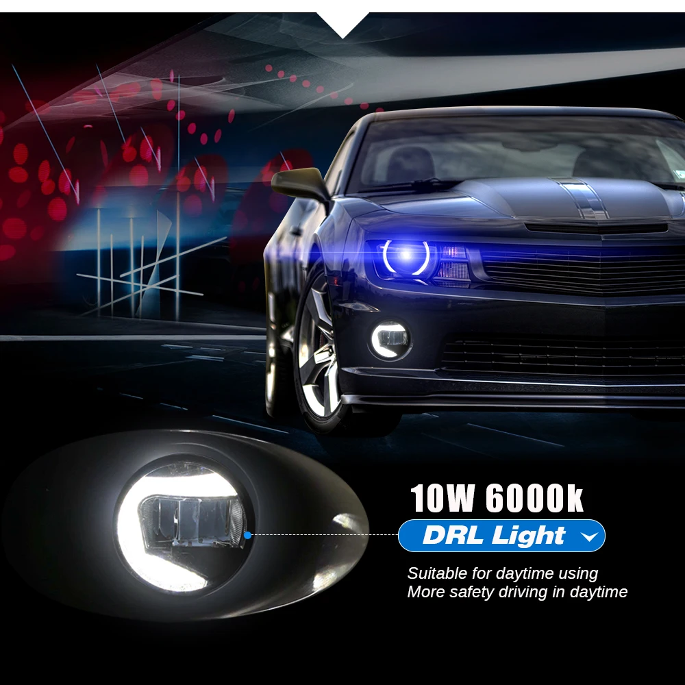 Buildreamen2 2 X Car LED Projector Fog Light + Daytime Running Lamp DRL White 12V High Bright For Nissan X-Trail T31 2007-2013