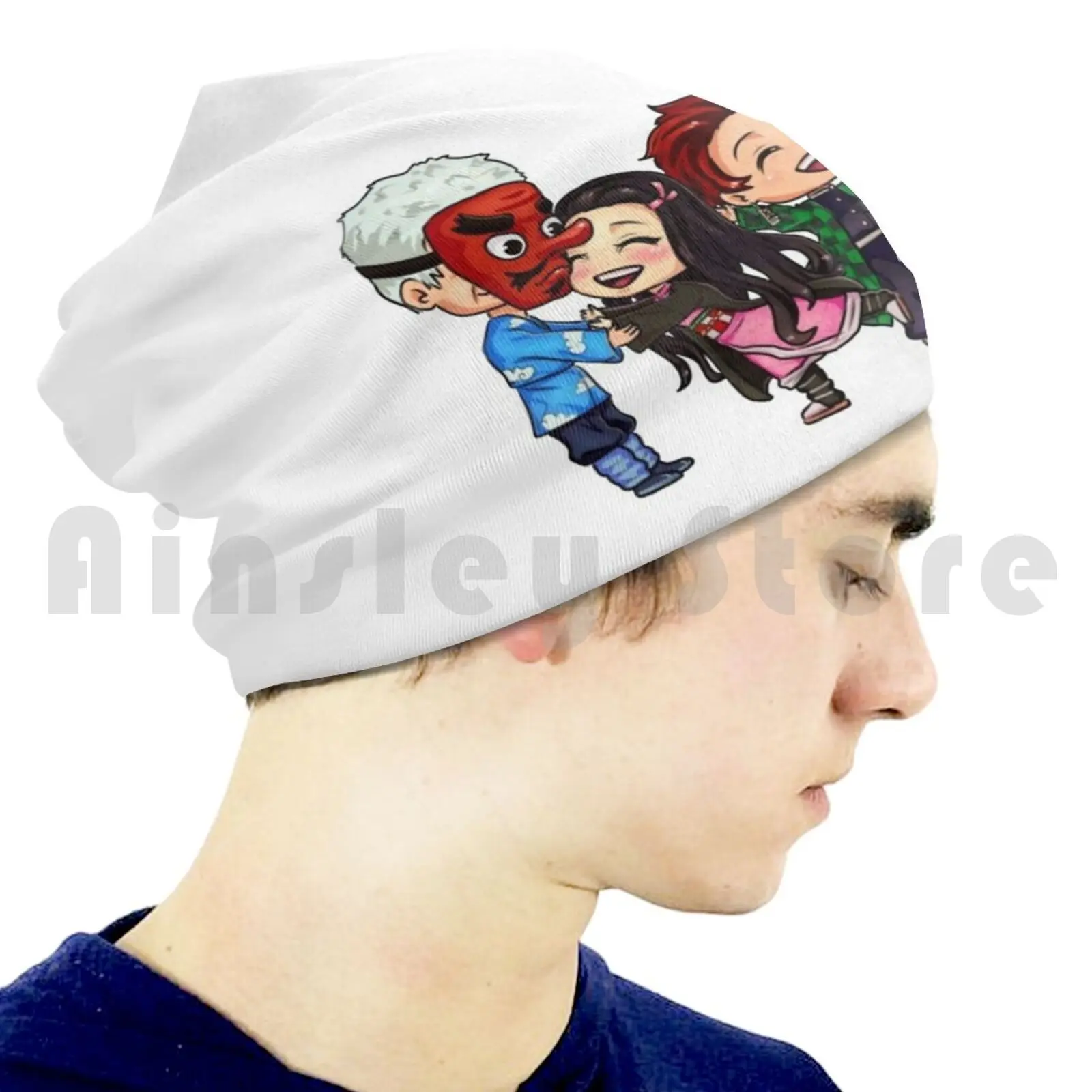 Kimetsu No Yaiba Chibi Version 2 Beanies Knit Hat Hip Hop Kimetsu No Yaiba Demon Tanjiro Nezuko Tomioka image 5