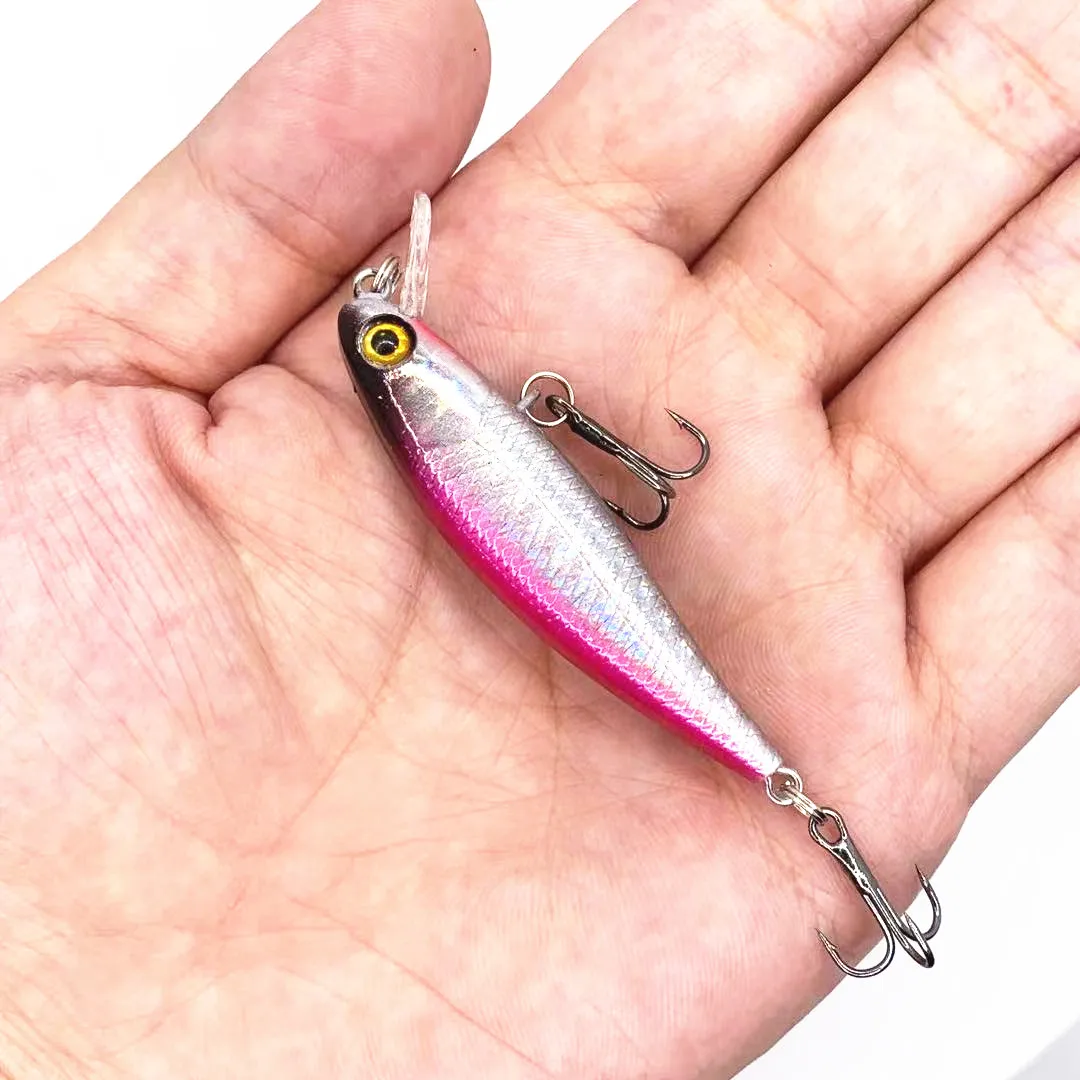 Minnow lure with 3D eyes for fishing, hard plastic bait, artificial jig, wobblers, crankbait, quality, 6.5cm/4.5G, 1 part