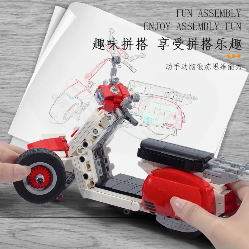 NEW Serise Mountain Bicycles Retro Bikes Folding Inflator Supercar Race Car Sports Building Blocks Bricks Sets Kits Model