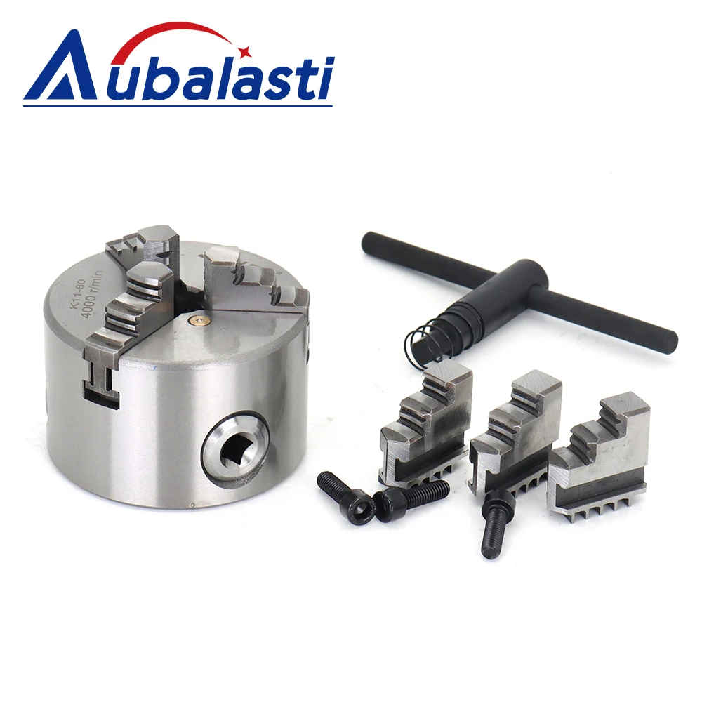 Aubalasti 1Set K11 80mm 3Inch 3-Jaw Manual Lathe Chuck Self-Centering Chucks SANOU K11-80 Lathe Chuck With Turning Machine Tools