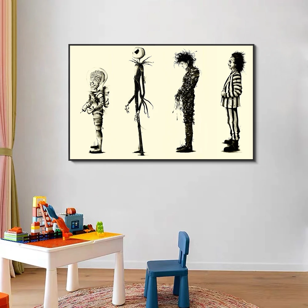 Edward-Scissorhands Movie Poster Canvas Painting Home Decor Tim-Burton Movie Pictures Canvas Print Wall Art Decor hogar moderno