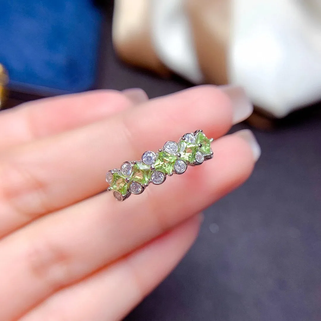 Dazzling Silver Peridot Ring 3mm VVS Grade Peridot Silver Ring Solid 925 Silver Peridot Jewelry Gift for Woman