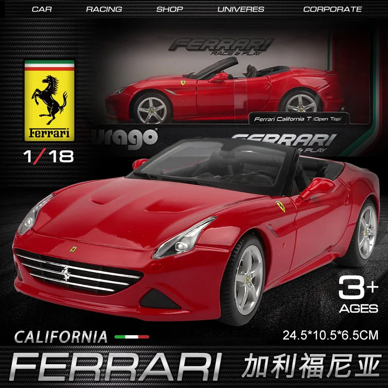 

Модель автомобиля Bburago 1:18 Ferrari California T из сплава, коллекционная игрушка в подарок