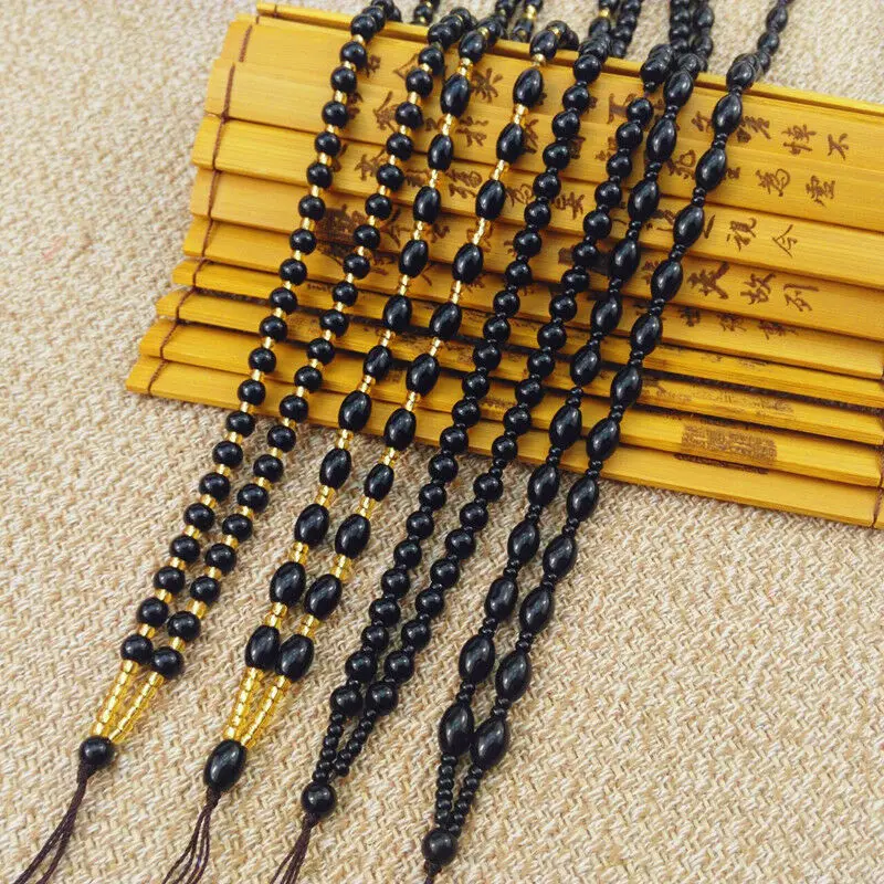 2pcs Hand Knited Necklace Silk Thread Knot Cord Beads For Pendant-black & Gold