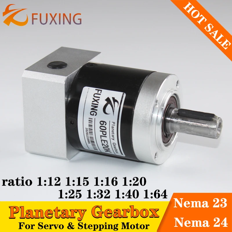 

60PLE Ratio15 20 25 32 40 64:1 Nema 23 24 Stepping Stepper 60mm 200w 400w Servo Speed Reducer Precision Planetary Gearbox