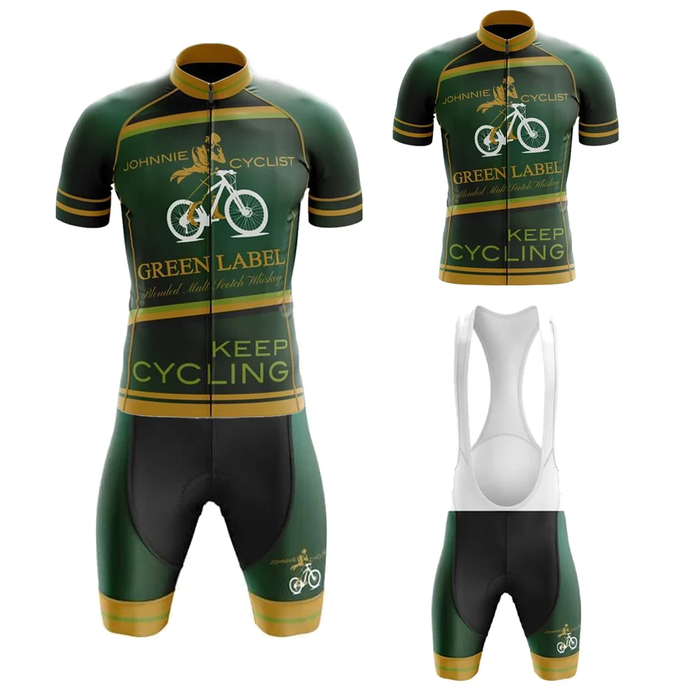 

Whisky Cycling Jersey Set Multiple Choices Short Sleeve Bib Shorts Gel Breathable Pad Summer Green Maillot Ciclismo Hombre