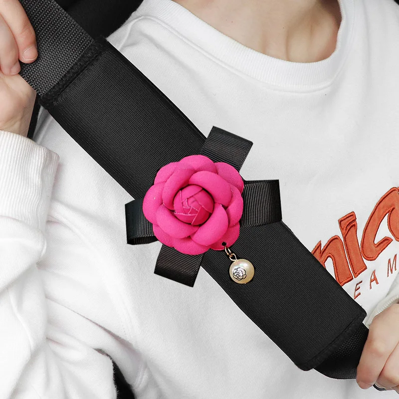 Bowknot Universal Car Safety Seat Belt Cover Pearl Flower Ice Silk Auto Shoulder Pad Styling Seatbelts Protective Car Accessorie