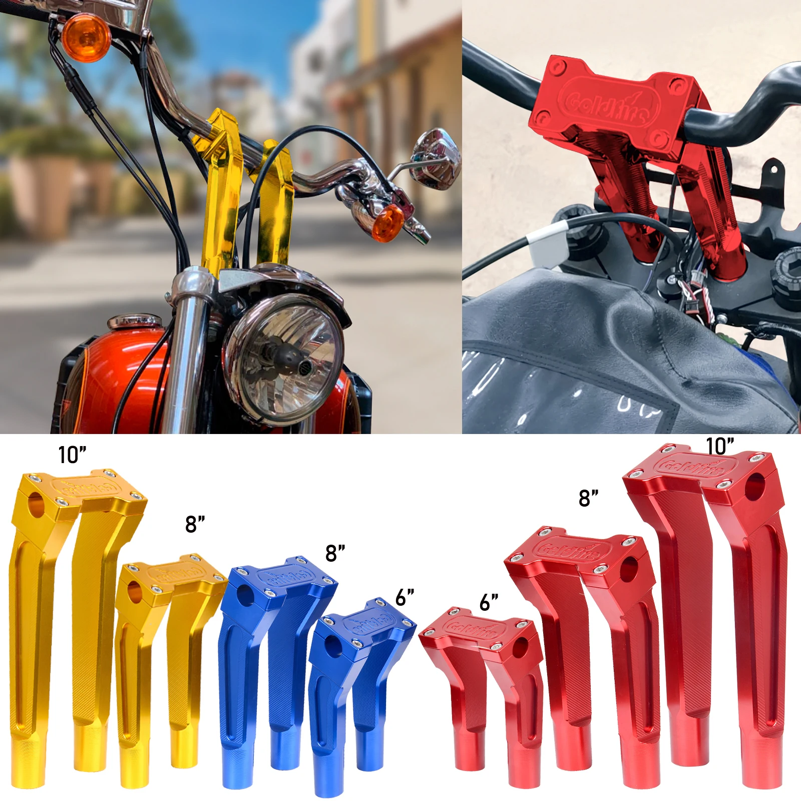 

Goldfire 8" Kickback Challenger Pullback Motorcycle HandleBar Risers Fit for Harley Yamaha Suzuki Honda