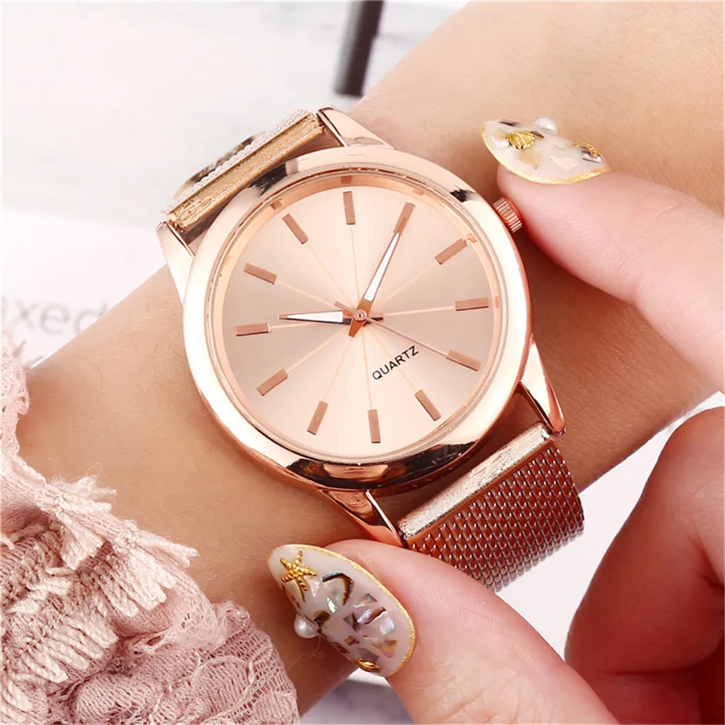 Womens Watch Gold Black Watch Magnetic Stainless Steel Mesh Band Luxury Quartz Wristwatch Diamond Wristwatches Relogio Feminino