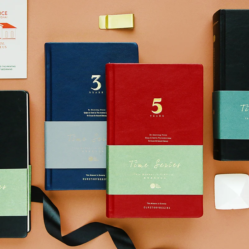 OUR STORY BEGINS Time Series Notebook Five-year / Three-year Diary Notepad A5 Vintage Creative Leather Notepad 1PCS