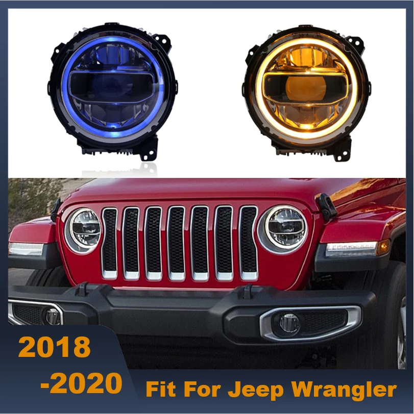 

2PCS Car Style LED Headlights Head Lamp DRL Lens Double Beam H7 For Jeep Wrangler 2018-2020