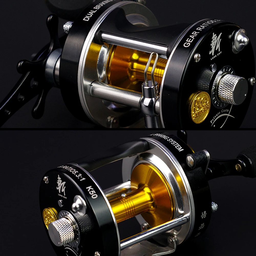 Dubbele Centrifugaalrem 5.2:1 Corrosiebestendig 7 + 1 Lagers Vissen Reel Spinning Metalen Rechts Links Hand Bait Casting Wiel