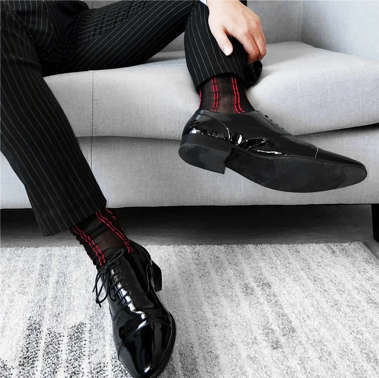 Tube Socks Dress Socks Gifts For Men Sheer Socks Exotic Formal Silk Socks Suit Men Sexy Transparent Stripe Business TNT Socks