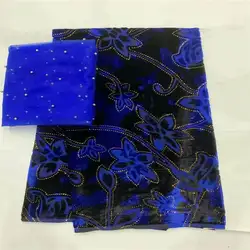 High quality african printed velvet fabric 5+2 yards for ladies to wear soft and comfortable printed velvet silk fabric.L68232