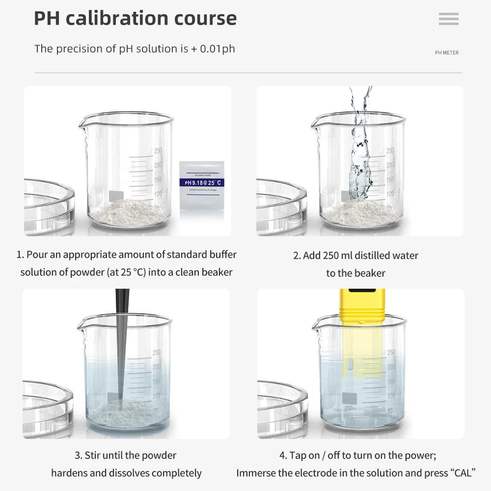 0.01 Digital PH Meter Tester untuk Kualitas Air, Makanan, Akuarium, Kolam Hidroponik Saku Ukuran PH Tester Layar LCD Besar