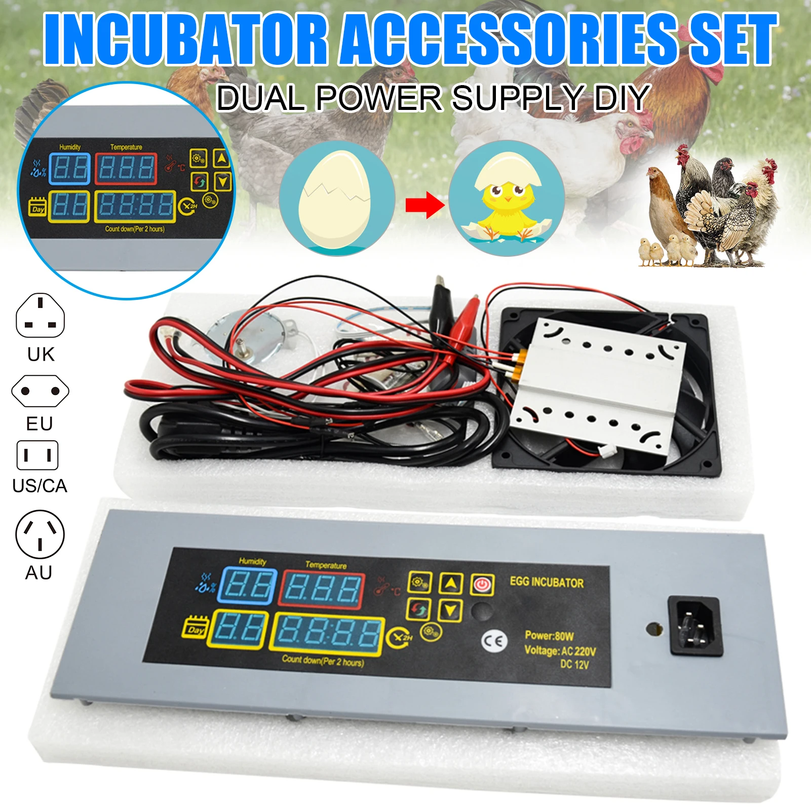 DIY Egg Incubators Hatcher Controller Dual Power Supply Mini Incubators Accessory Set For Animals Chicken Incubadora De Huevos