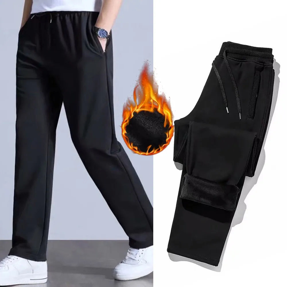 Winter Men's Plus Velvet Warm Thermal Trousers Athletic Fleece Lined Casual Men Thick Pants Joggers Sports Outdoor Sweat Pants