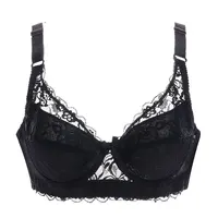 42 44 46 underwear plus large size underwire top bh bralette lace Sexy Women's bra intimates deep V brassiere C D Cup Embroidery 3