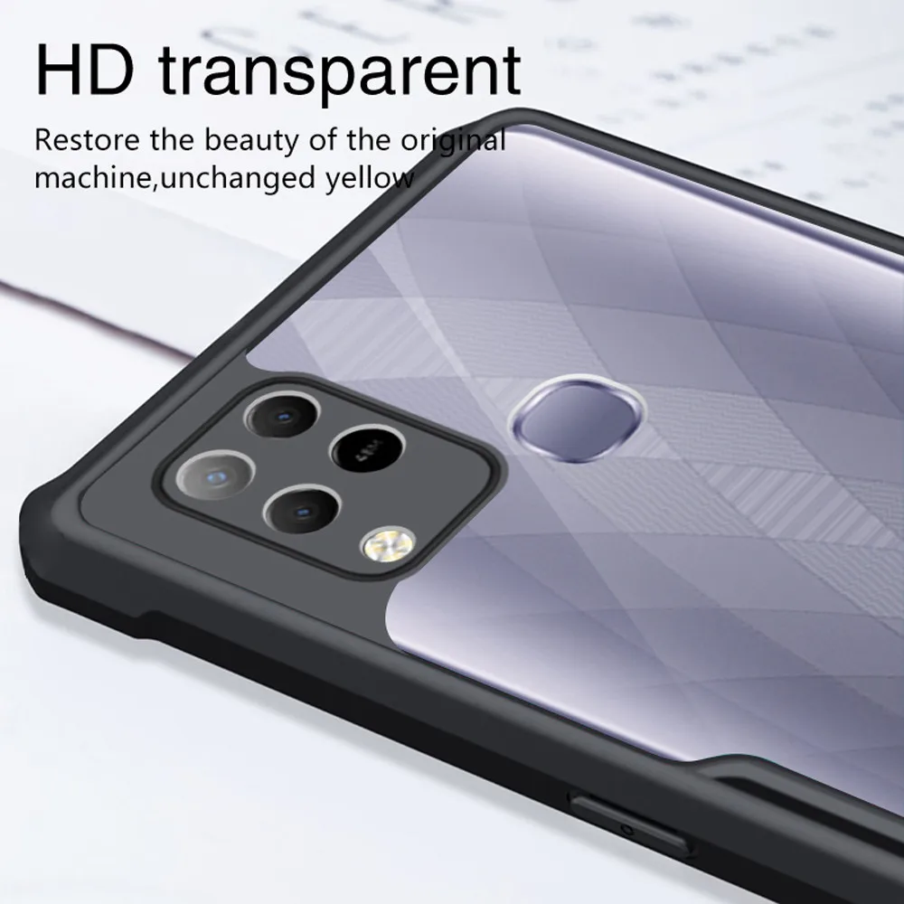 Transparent Acrylic Armor Shockproof Case For Infinix Hot 10S TPU Bumper Protective Back Cover For Hot 10 Lite Play Note 10 Pro