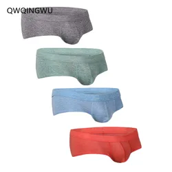 4PCS/Lot Men's Underwear Pouch Boxer Shorts Men's Boxer Shorts Cotton Sexy Male Underwear Cueca Low Waist Underpants Boxers