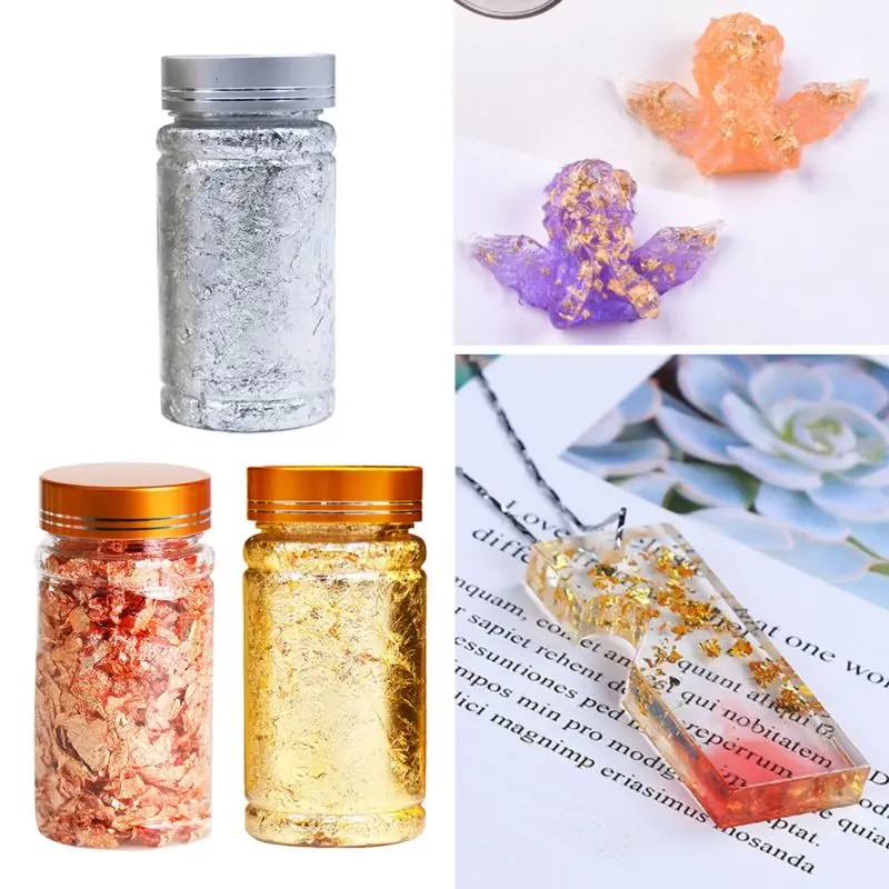 

3g Gold Silver Foil Decorative Paper Resin Mold Fillings Shiny Sequins Glitters Filling Materials Resin Jewelry Making