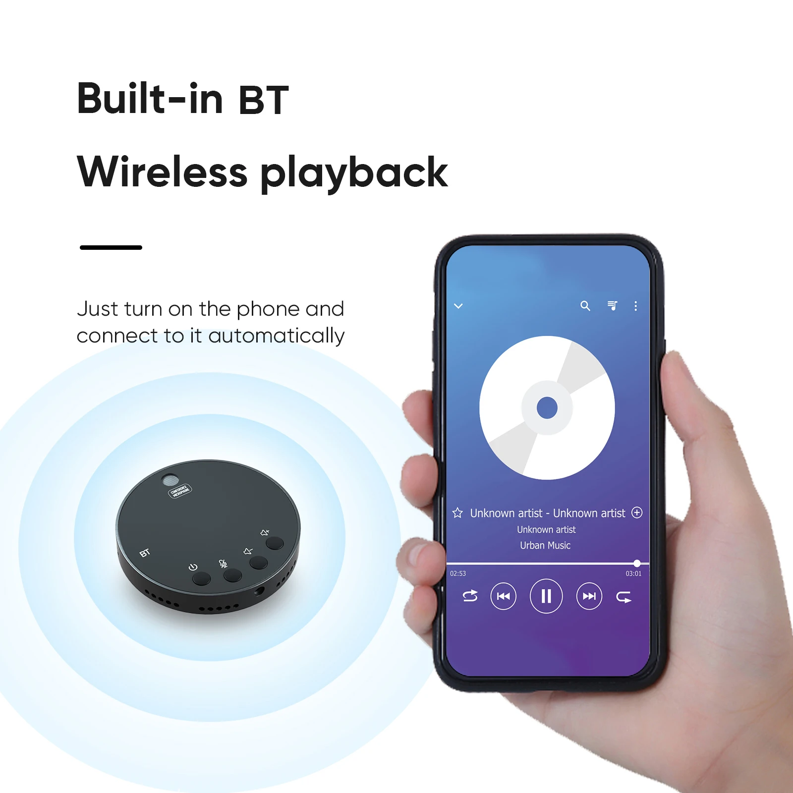 سطح المكتب USB مؤتمر مكبر الصوت ميكروفون 360 °   مكثف متعدد الاتجاهات للكمبيوتر، كتم الصوت/وظيفة الصوت مع مكبر الصوت