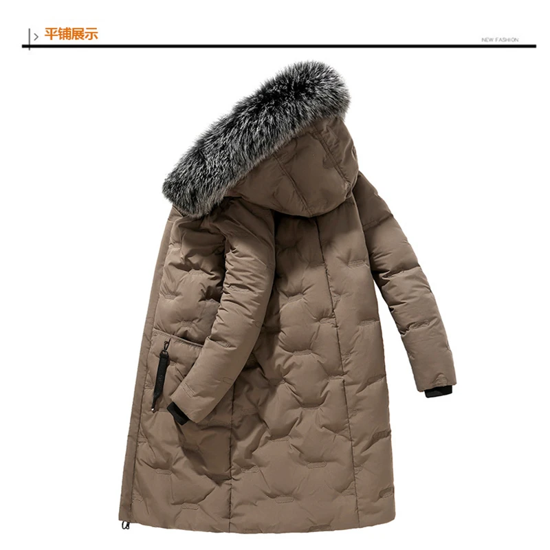 Winter männer Gestickte jacke Männer Feste Jacke Neue Ankunft Dicke Warme Mantel Lange Mit Kapuze Jacke Pelz Kragen Winddicht Padded Parka