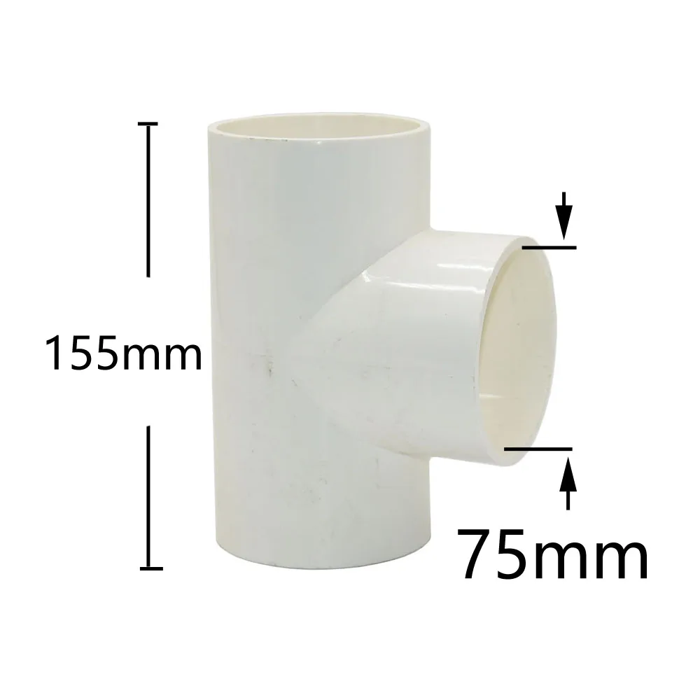 63/75mm Pipe PVC Tee Connector Elbow DN50 DN65 T-shaped Water Pipe Fitting Hot Melt Agriculture Garden Irrigation Fittings