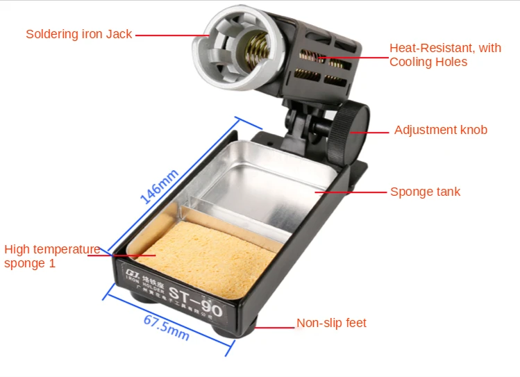 Metal ST-90 Professional Soldering Iron Stand Holder Station Adjustable Elevation Angle Cleaning Sponge