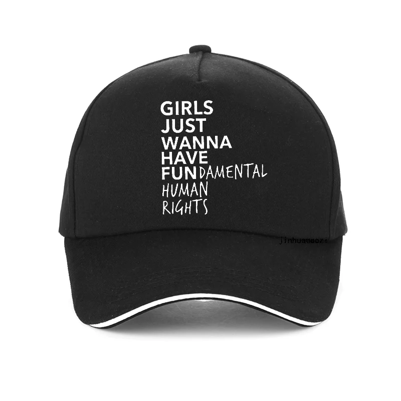 Girls Just Wanna Have Fundamental Human Rights letter print Baseball cap Feminist Feminism hat adjustable snapback hats