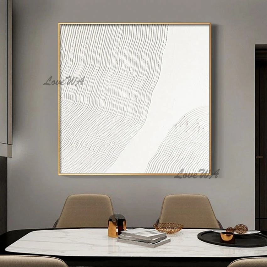 

Contemporary Wall Art Pure White Textured Abstract Oil Painting Unframed China Import Item Decoration For Home Quality Artwork