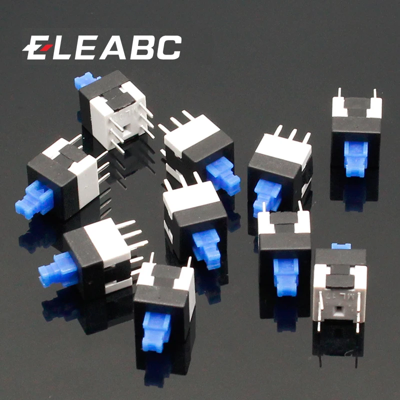 10PCS NEW 8 * 8 latching switch Button switch double row self-locking 6 feet