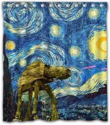 Wars Design Starry Night Shower Curtain Waterproof For Bathroom Decor