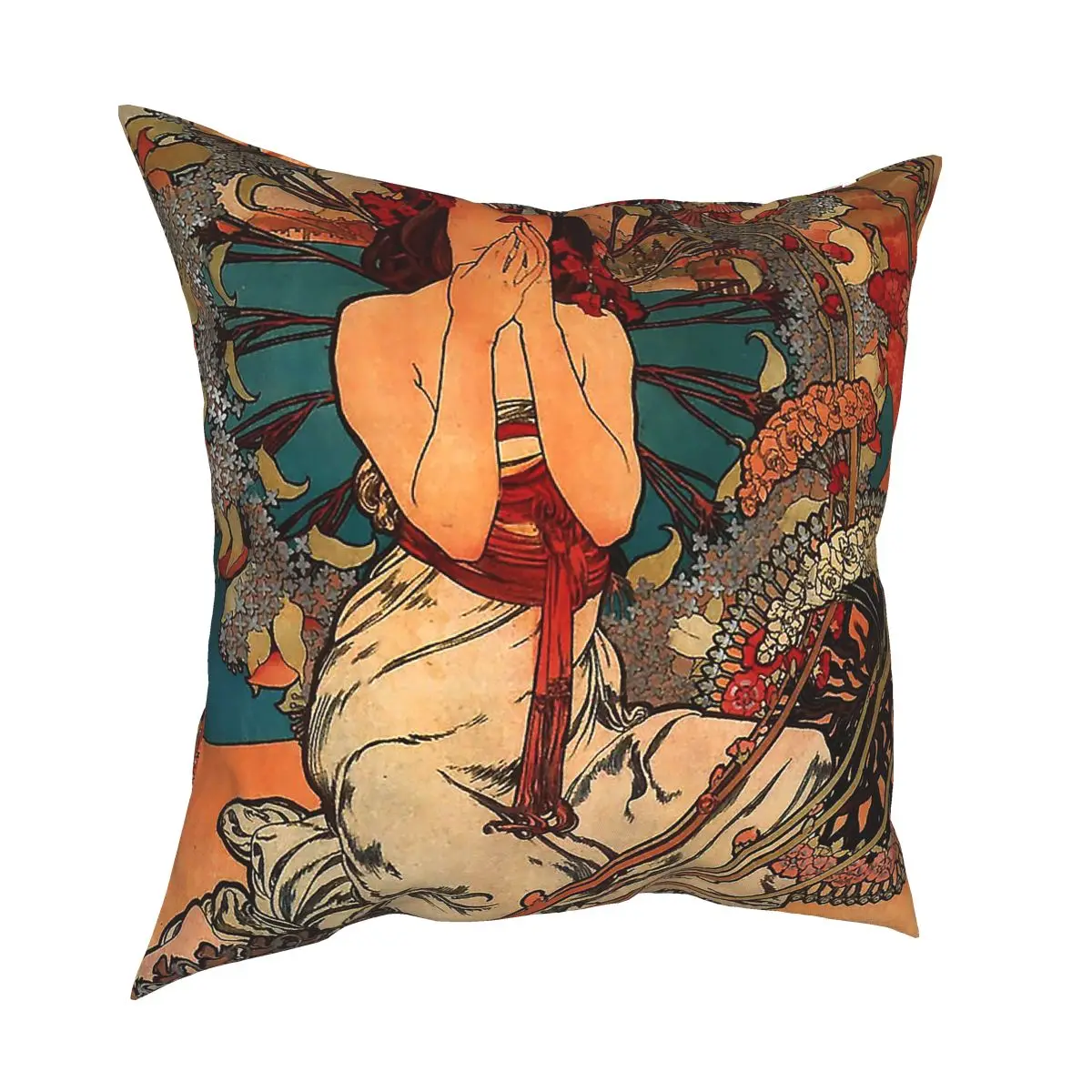 Monaco Monte Carlo Alphonse Maria Mucha Pillowcover Decoration Cushions Throw Pillow for Sofa Double-sided Printing Printed