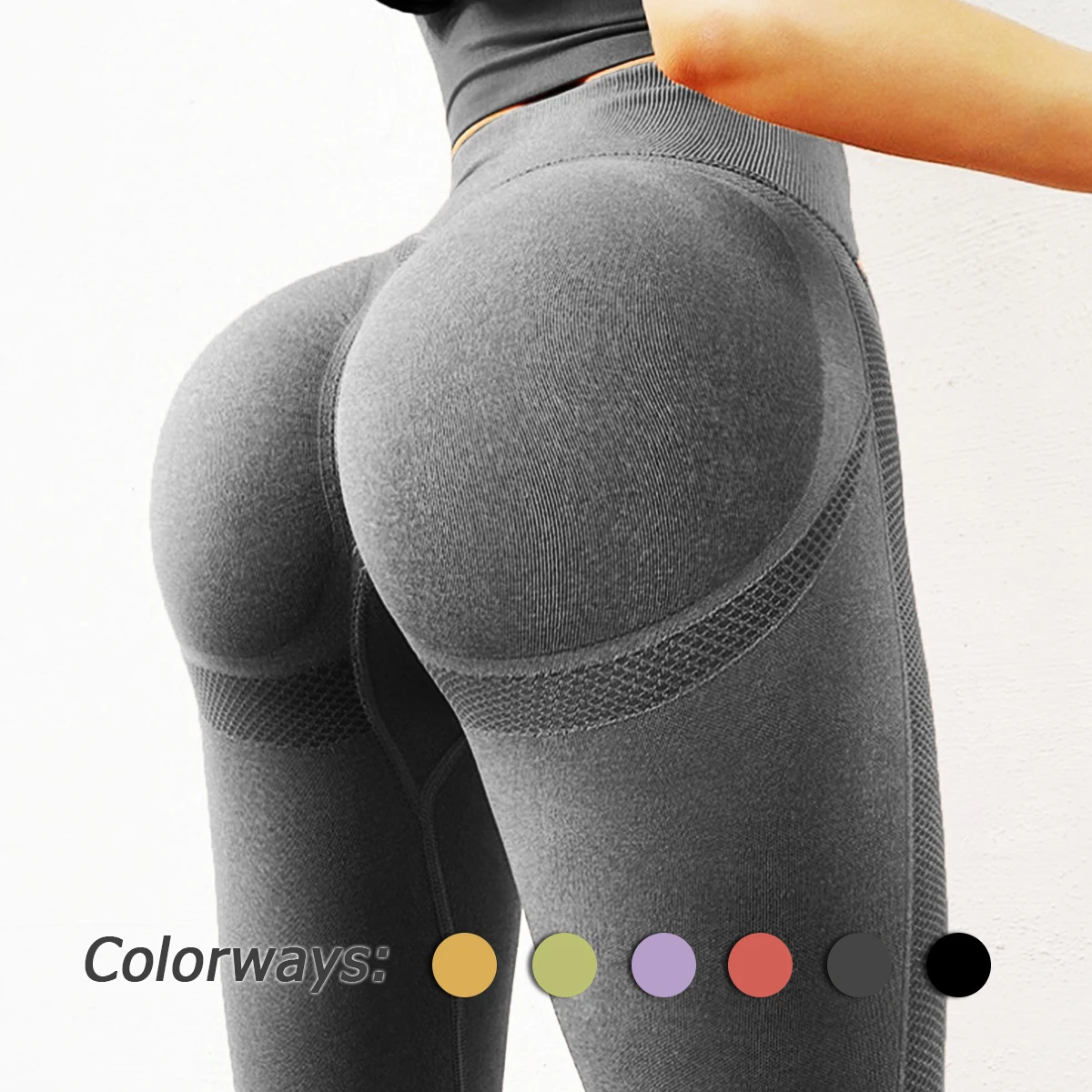 

Seamless Scrunch Leggigns Women's High Waist Peach Booty Dotted Hollow Out Contouring Yoga Pants Push Up Gym Clothing Activewear