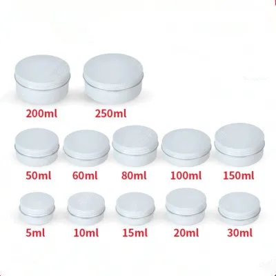 50pcS/lot 10ML-250ml White Aluminium jars Multi-specification White elegant White aluminum box Aluminium cans with round thread