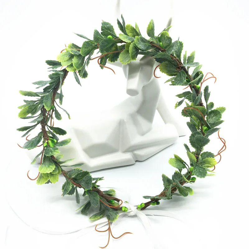 Green Leaf Wreath Crowns Headband Women Hair Accessories Headdress Girl Floral Garlands Wedding Party Floral Headwear