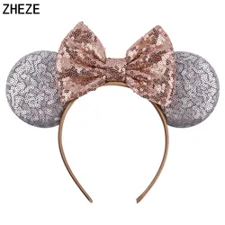 NEW Girl 5'' Sequin Hair Bow Mouse Hairband Festival Headband Woman DIY Boutique Party Gift Headwear Hair Accessories Femme