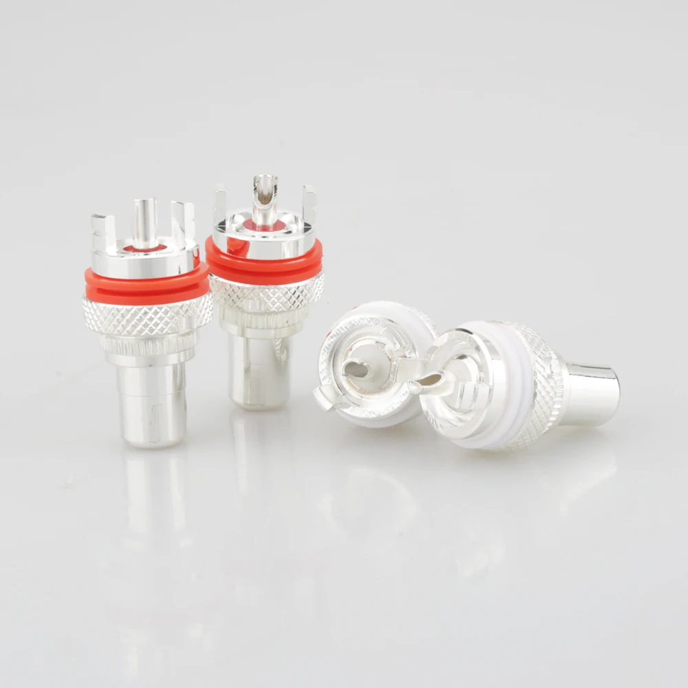 4x805 하이 엔드 실버 도금 RCA 소켓 RCA 암 소켓 커넥터 Hifi 오디오 RCA 암 플러그