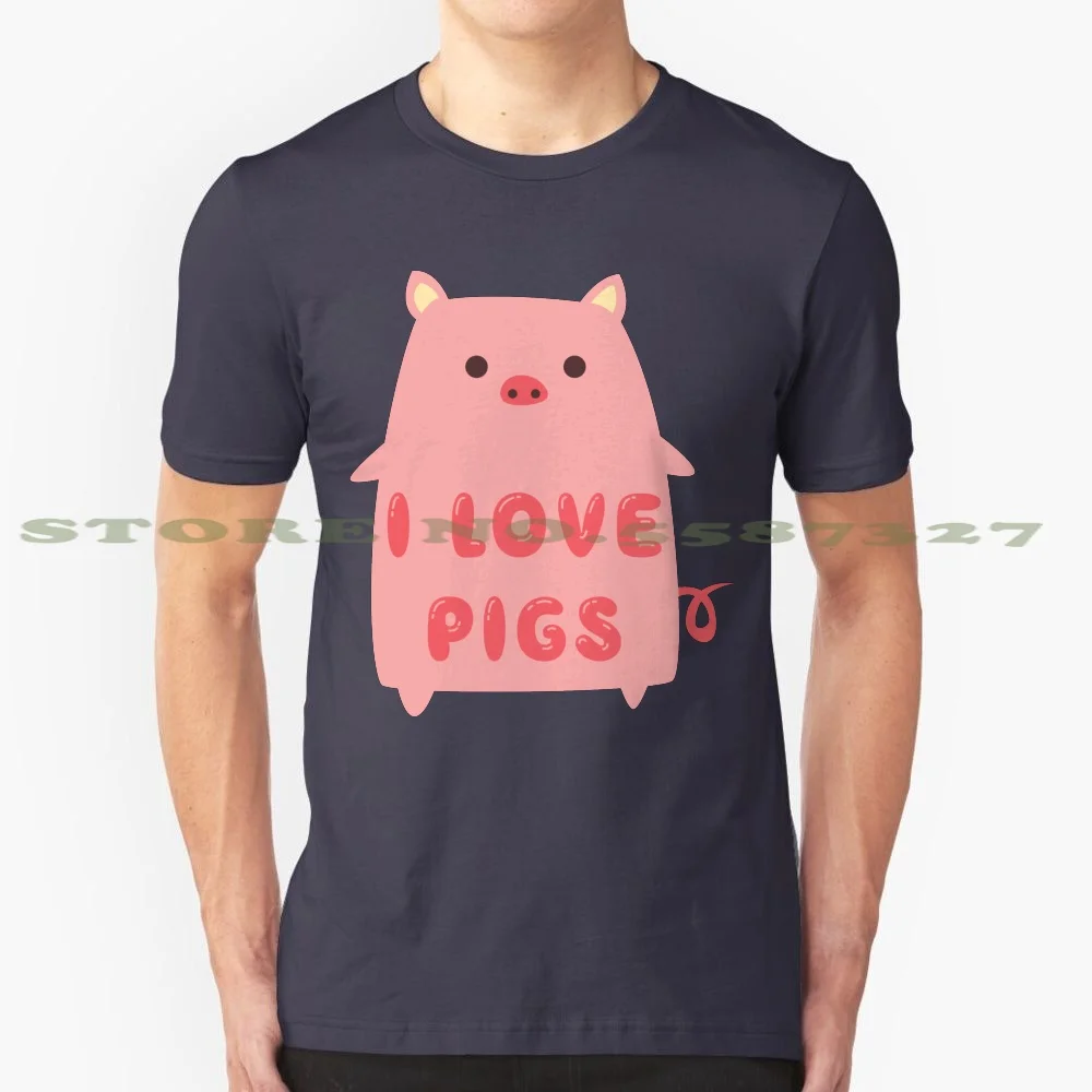 I Love Pigs Cute T Shirt 100% Cotton T-Shirt Cute Pigs Piggies Piggy Mini Micro Teacup Love Animals