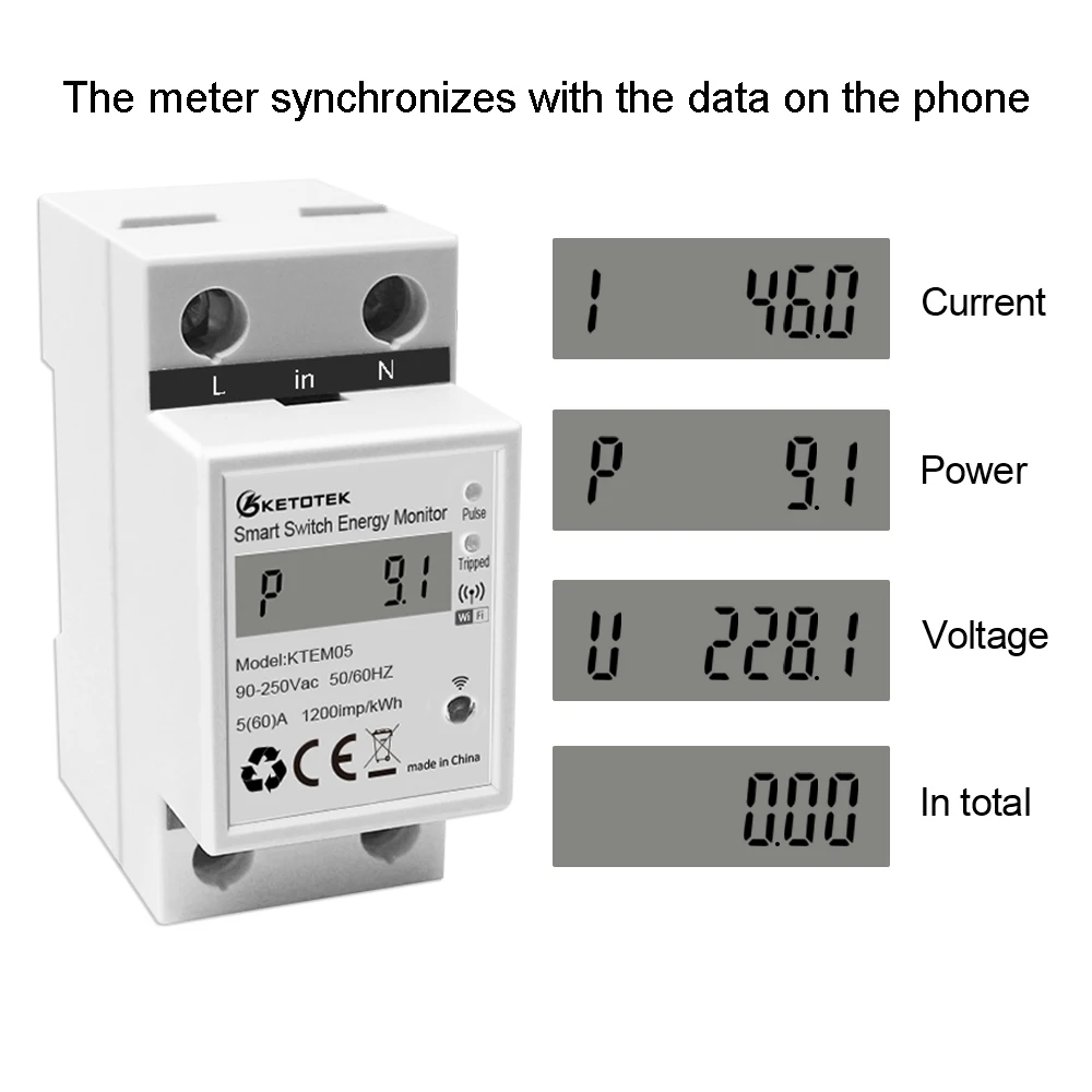 Din Rail Wifi Tuya Smart Energy Power Meter Kwh 220V Voltmeter Ampèremeter Smart Leven Wattmeter Afstandsbediening Schakelaar Controle Monitor